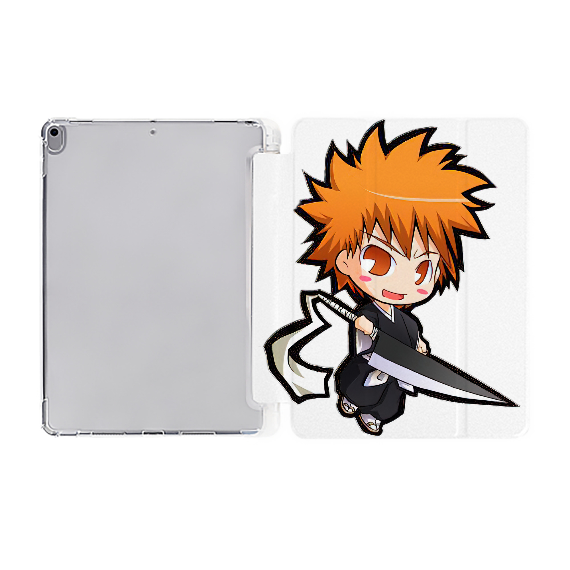 （画像用） ブリーチ 黒崎一護（くろさき いちご）BLEACH Kurosaki Ichigo IPad ケース ペン収納付き 三つ折りスタンド PUレザー×シリコン 対応機種9.5/10.5/10.9インチ